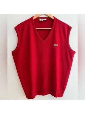 VINTAGE SEARS Dalesport Canada Olympic Moomik Red Acrylic Knit Vest Made Canada